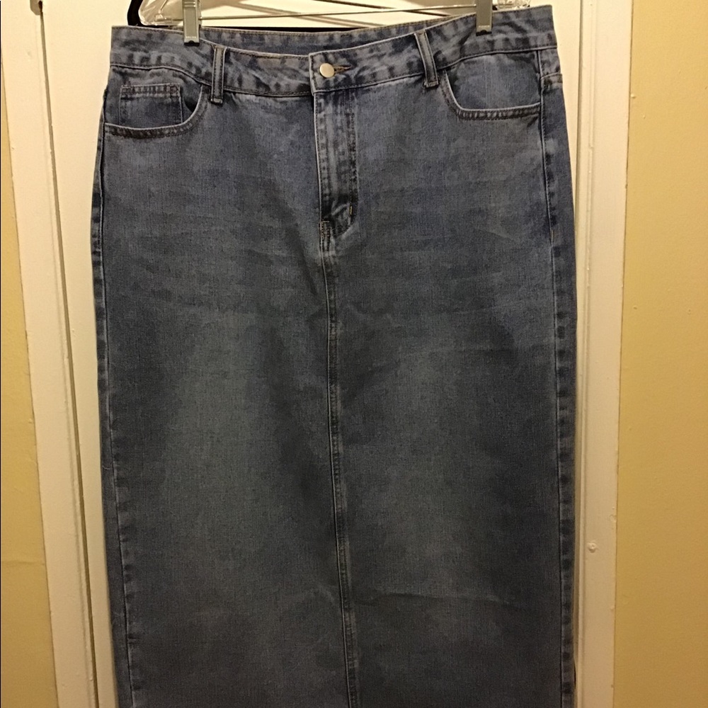 Blue wash long Demin skirt